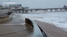 Stormy weather hits British beach town Blackpool