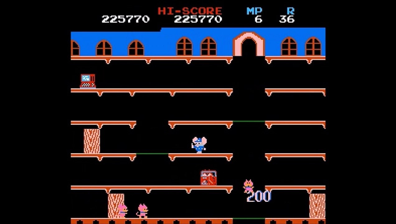 Mappy Playthrough [NES] - Level 30-40 2-2