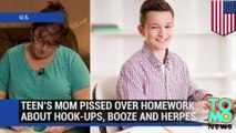 Teen's mom outraged over homework about sex, booze, and herpes