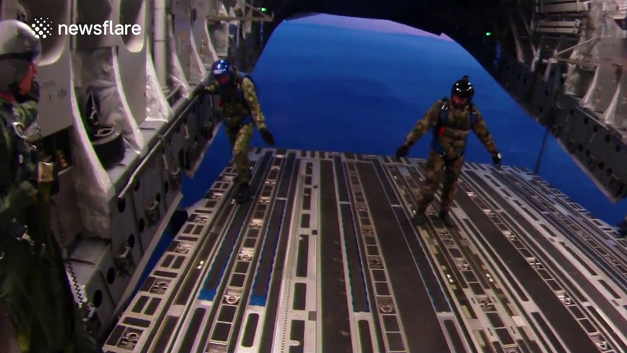 Military skydive at Sunset