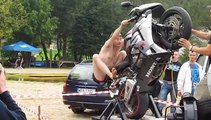 Drunk Guy Tries Out The Motorcycle Wheelie Machine-Funny Entertainment Videos-by Funny Videos Collection