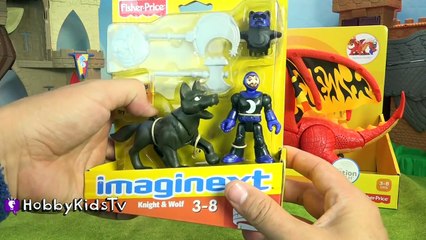 Imaginext Castle Dragon Knight + Wolf! Toy Play, Review HobbyDad by HobbyKidsTV