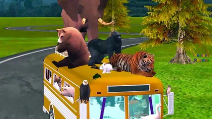 Top Most Amazing Animals Cartoons Singing Wheels On The Bus Go Round And Round Nursery Rhy