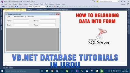 P(8) VB.NET Database Tutorial In Urdu - Reloading Data Into Form
