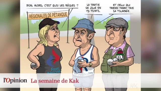 Dessin de Kak - François Hollande : du joueur de pétanque à la statue grecque