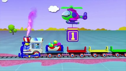 Kids Cartoons in 3D animation - Learn to Count - 10 Blocks Train & Helicopter [ ]