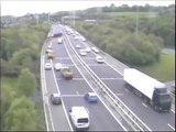 ORIGINAL   Truck accident caught on police camera Motorway M621 (M62 Crash Leeds West Yorks UK)