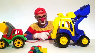 Monster LEGO Toy Truck, Excavator & Bulldozer TUG OF WAR! Toy Car Clown - Children's Toy Video Demos