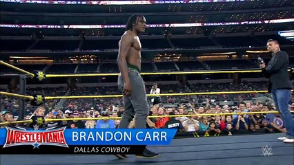Booker T battles Brandon Carr in Spinaroonie-off: WrestleMania On-Sale Party, November 5, 2015