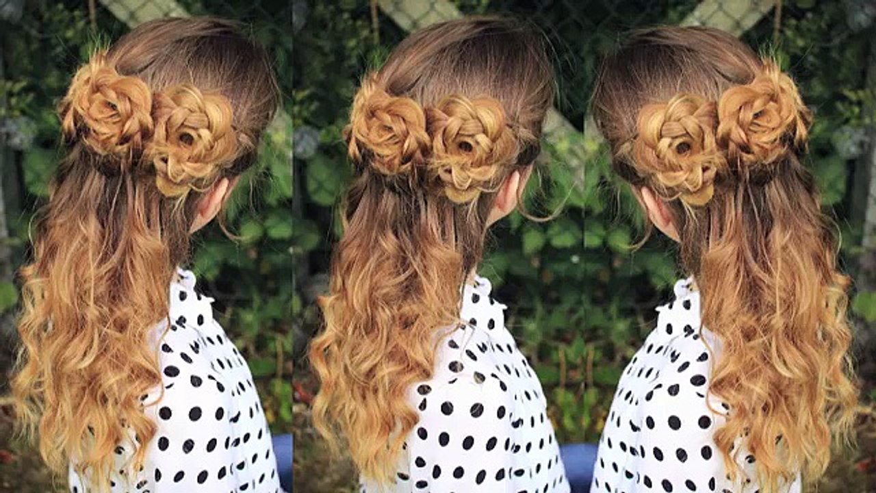 Simple Flower Rosette  Braid Hair Tutorial