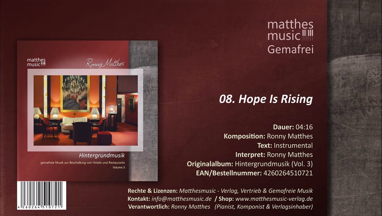 Hope Is Rising - Gemafreie Filmmusik - (08/12) - CD: Hintergrundmusik (Vol. 3)