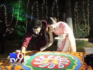 Deepika Padukone, Ranbir Kapoor Making Rangoli on Diwali ! - Tv9 Gujarati