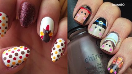 Flashy and fun Thanksgiving nail art