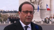 Cérémonie militaire à l’Arc de Triomphe - Interview du président