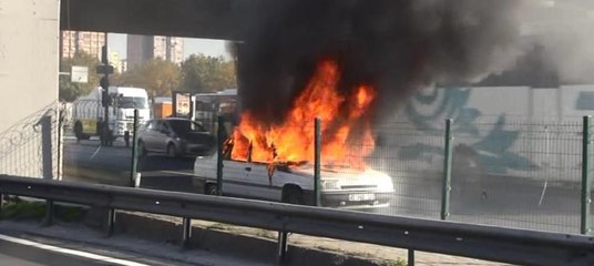 D-100'de korku anları kamerada... Alev alev yandı