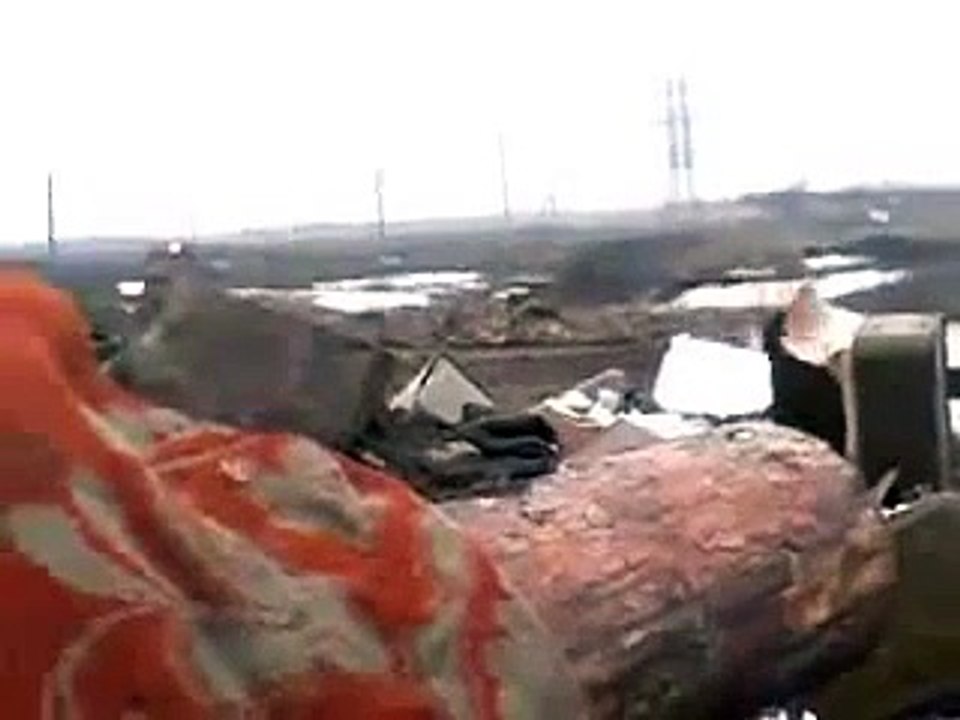 Ukraine War Burning Russian tank Battle of Debaltseve