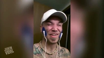 Man Puts Electrode Massager On His Face  Electric Shocks
