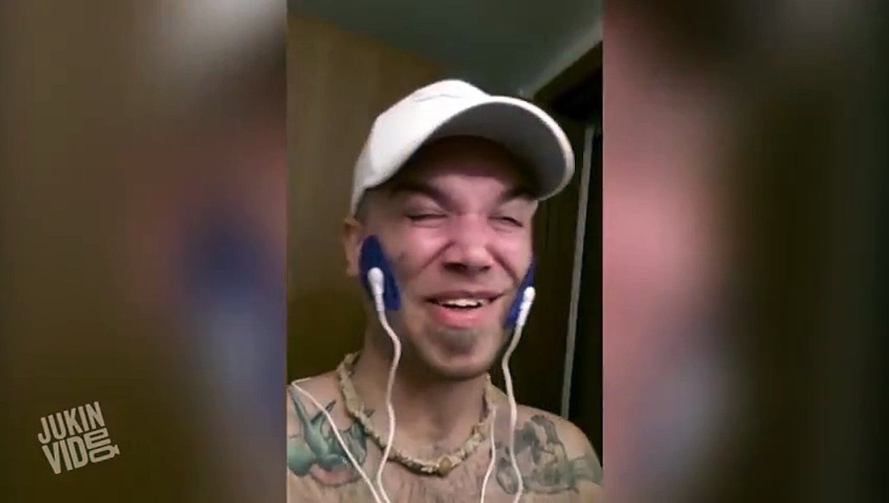 Man Puts Electrode Massager On His Face  Electric Shocks