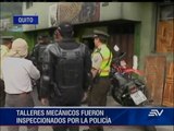 Motos decomisadas tras operativo en talleres mecánicos en Quito