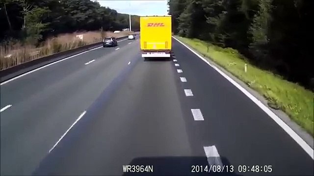 Car vs truck crash E40 Aalter (Belgium) 13-8-2014