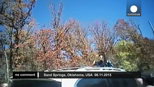 Police camera captures dramatic stolen-car crash