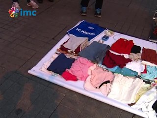 Tekstil atölyelerindeki ölümlere dikkat çekmek için takas çadırı kuruldu