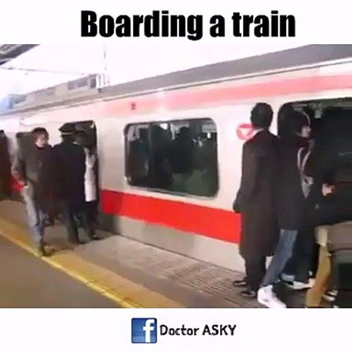 Boarding a train in Japan be like