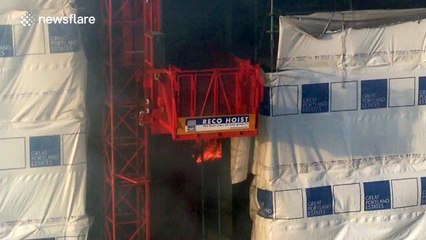 Fire inside Old Street building site