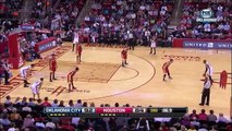 James Harden sinks the half court buzzer beater!.