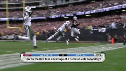 How do the Bills take advantage of a Jets depleted secondary?