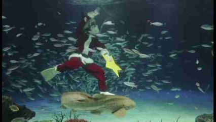 Santa Claus se prepara para la Navidad en un acuario de Tokio
