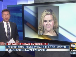 Serious crash sends woman and child to hospital