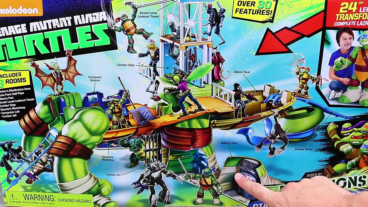 Ninja Turtles NEW Giant Leonardo Playset Opens into TMNT Sewer Lair with Skateboard Park a