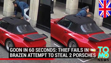 Watch this brazen thief slash a hole in a Porsche and attempt to steal it