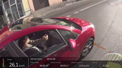 Crazy Driver tries to make Cyclist fall while riding in France