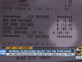 Woman questions sales tax on purchase