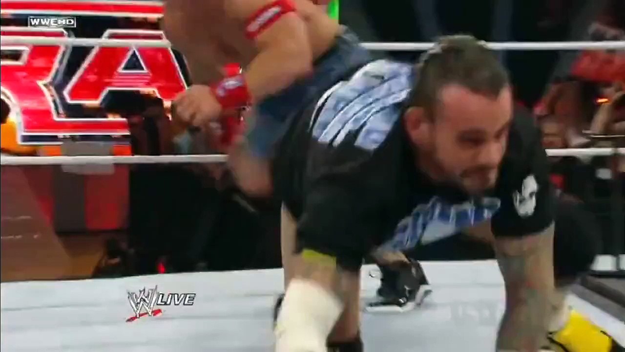 R Truth Spears John Cena through a Table Raw 6/27/11