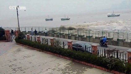 huge wave creating lot of destruction