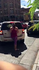 Angry Woman Tries To Reserve Parking Spot By Foot