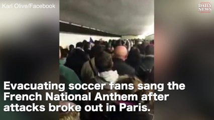 French soccer fans sing national anthem