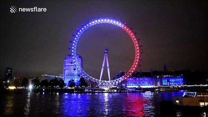 British Landmarks Turn Red, White And Blue