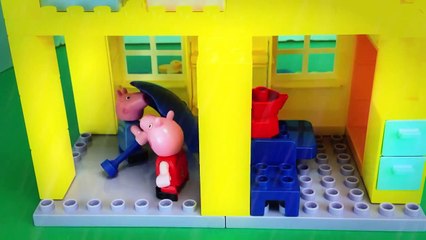 Peppa Pig Blocks Mega House Play Doh Muddy Puddles George Construction Set Stop Motion DisneyCarToys