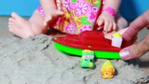 Baby Alive Doll EATING Sand Beach - Snackin Sara Plays with Shopkins Surprises by Eating & Poo Sand
