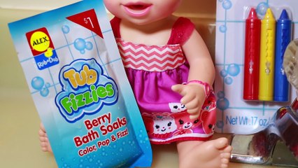 Baby Alive BATH Orbeez COLOR CHANGE Wild & Crazy Baby Bath Tub Fizzies & Crayons
