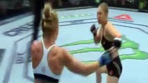 Holly Holm defeats Ronda Rousey to win the Bantamweight Title at UFC 193