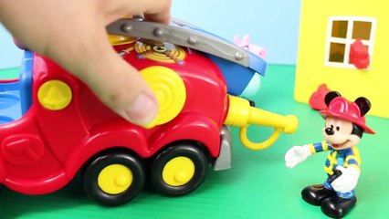 Mickey Mouse Clubhouse Mickey Fire Truck Peppa Pig George Pig Joker from Batman ToysReviewToys