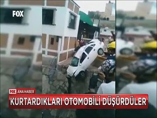 Kanaldan çıkardıkları otomobili yeniden kanala uçurdular
