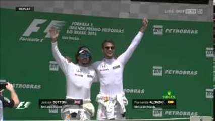 F1 2015 Brazil GP Alonso and Button on Podium!