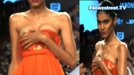 Model’s dress slipped at LFW ramp