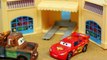 Disney Cars Lightning Luigi and Mater Attacked by Hot Wheels T-Rex Takedown Race Track